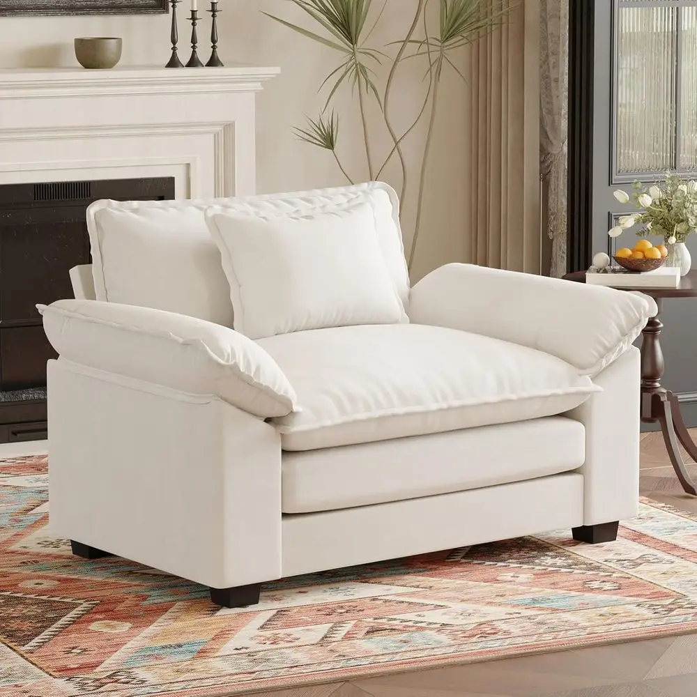 

Широкое кресло-софа размером 49,5 дюймов - мягкий диван-облако с глубоким сиденьем и широкими подлокотниками для комфортного чтения в спальне или гостиной