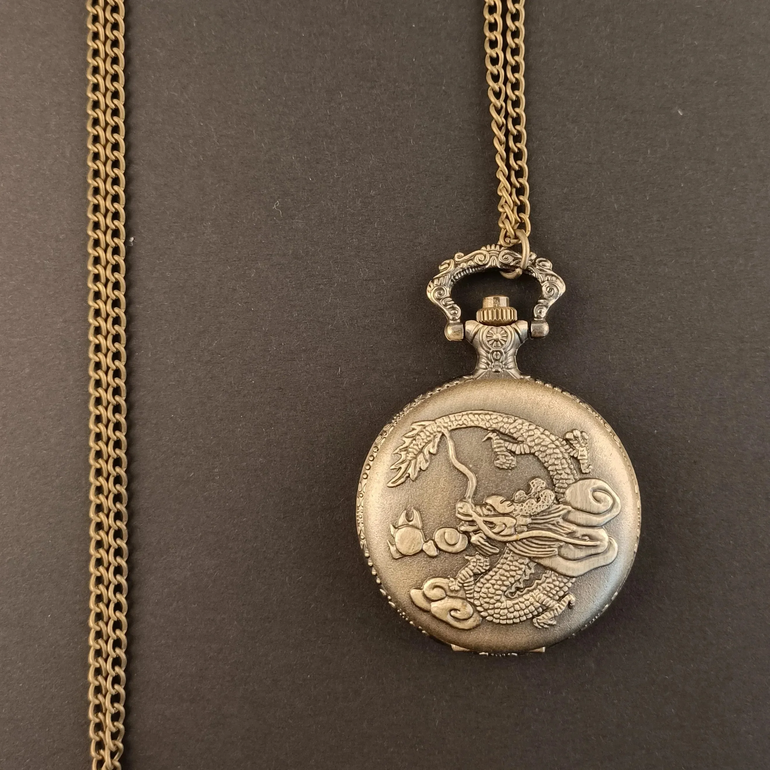 Steampunk Retro Half Hunter Dragon Design Pendant Pocket Watch Men Women Fob Chain Watches Clock Children Anniversary Gifts