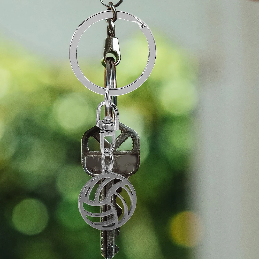 

3 Pcs Volleyball Keychain Novelty Chains Pendant Silver Stainless Steel Cartoon
