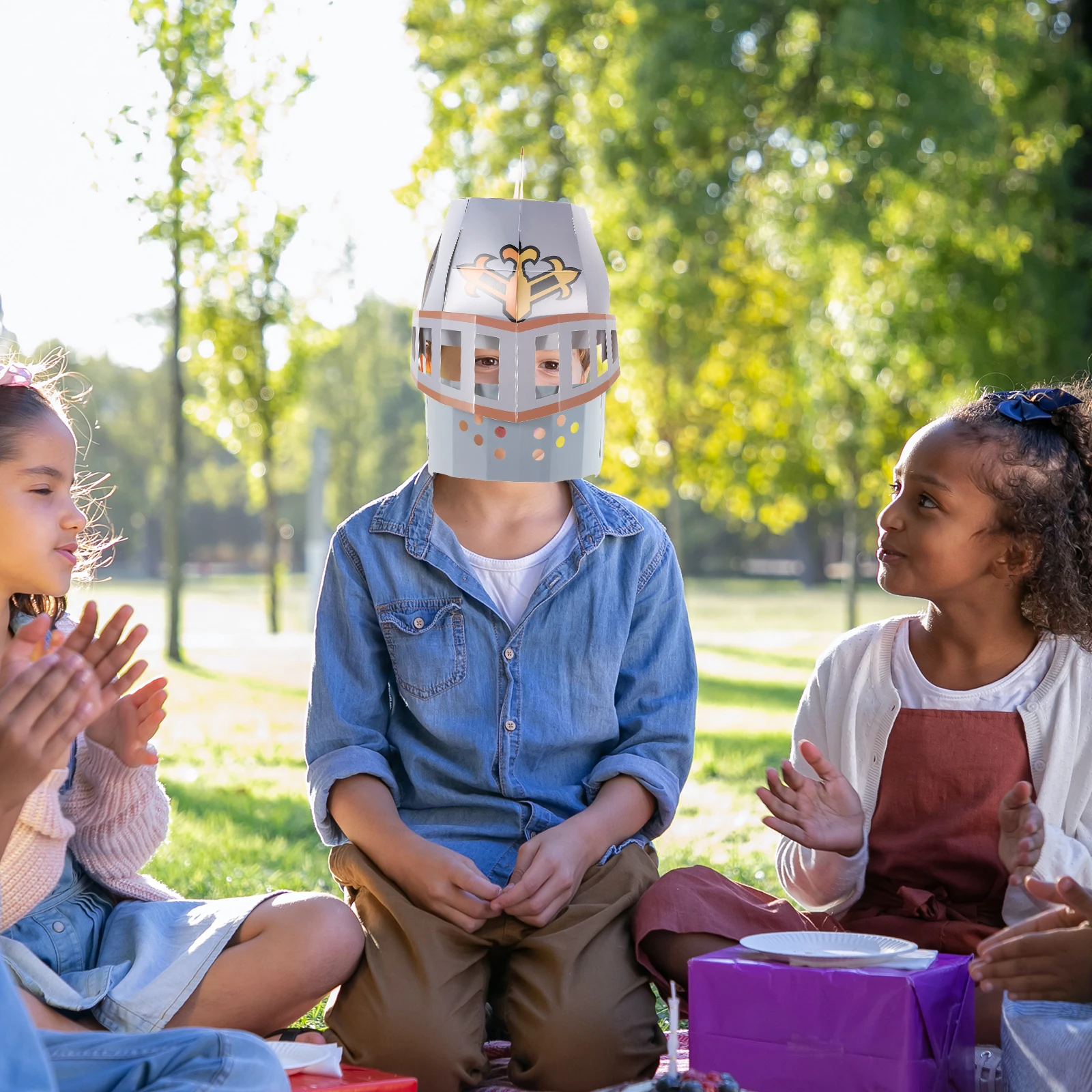 Caballero de papel creativo DIY para niños, máscara de utilería para fiesta Medieval, proyecto artesanal, materiales seguros, máscaras de caballero de diseño divertido