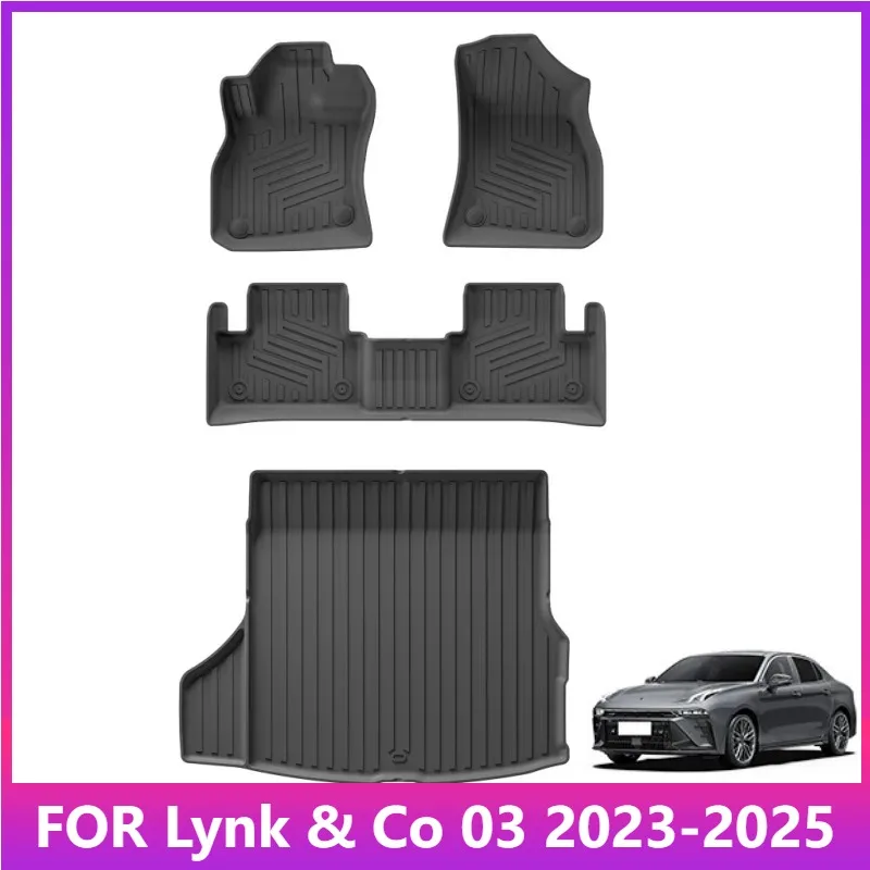 

Для Lynk & Co 03 2023-2025 Автомобильные коврики для грузового багажника Коврик для багажника TPE 3D Коврик для ног Водонепроницаемый лоток без запаха Аксессуары ЧЕРНЫЙ