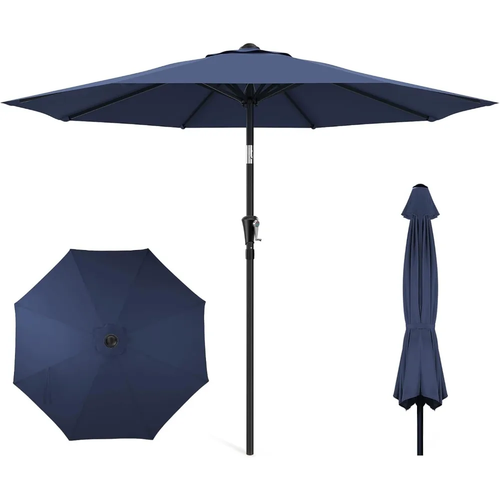 

9ft Outdoor Patio Umbrella - Market Table Pool Deck Umbrella UPF50+ UV Protection with Push Button Tilt, Crank and 8 Sturdy Rib
