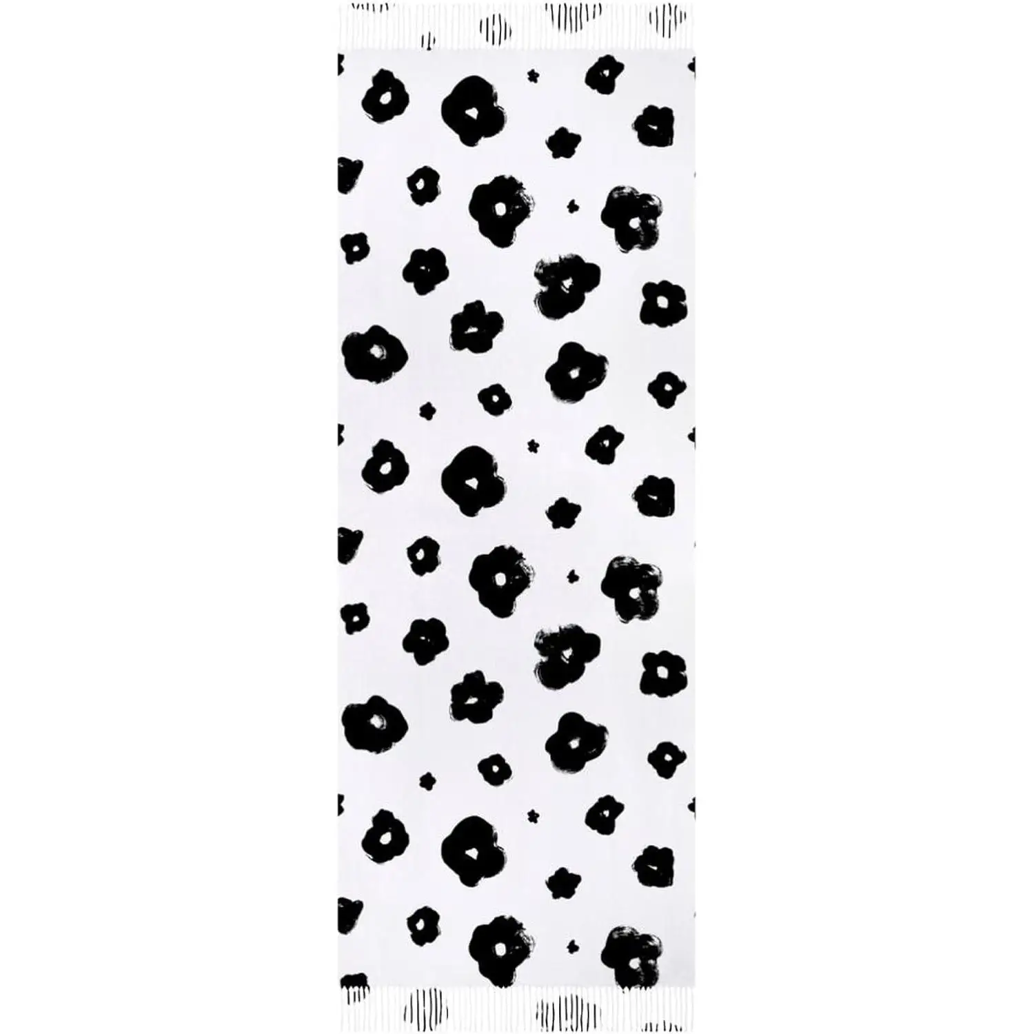 

Tassel Wraps Warm Soft Winter Lightweight Cashmere Long Scarf for Women Gifts Daily Travel Office Black Simple Flower Print