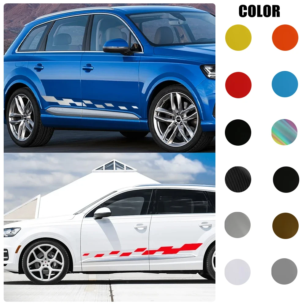 

For Audi Q7 4M 4L 2020 2007 2018 2016 2021 Car Side Door Sticker Rhombus Vinyl Decals Trims Graphics Auto Accessories 195x15cm