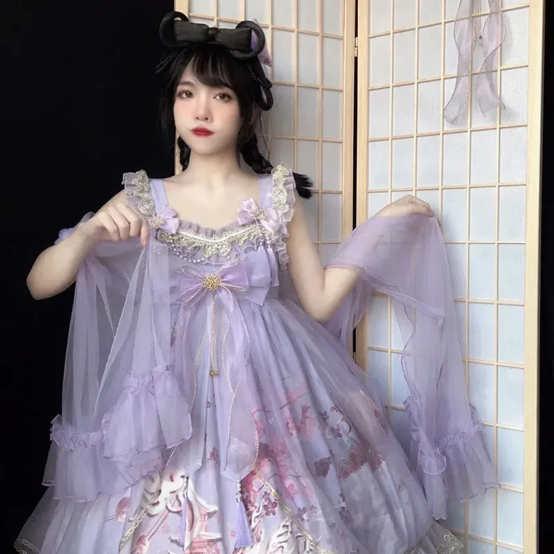 [나인테일 여우] 레드 중국 스타일 레트로 로리타 멜빵, JSK 빅토리아 티 파티 공주 원피스 고스 로리타