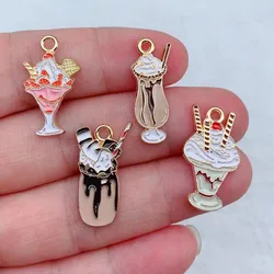 10pcs Enamel Drinks Charm for Jewelry Making Earring Pendant Bracelet Necklace Accessories Diy Craft Supplies