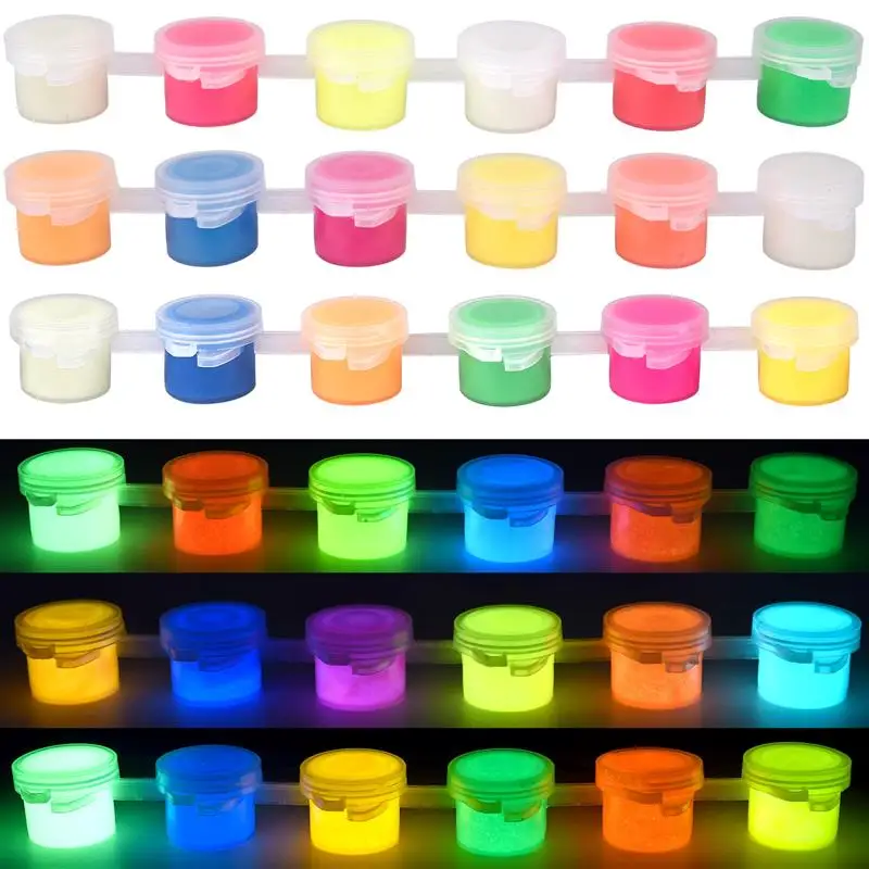 

6pcs Luminous Pigment Acrylic Paint Glow in Dark Hand Painted DIY Festival Party Epoxy Resin Mold Crafts Luminous Pigment Dye
