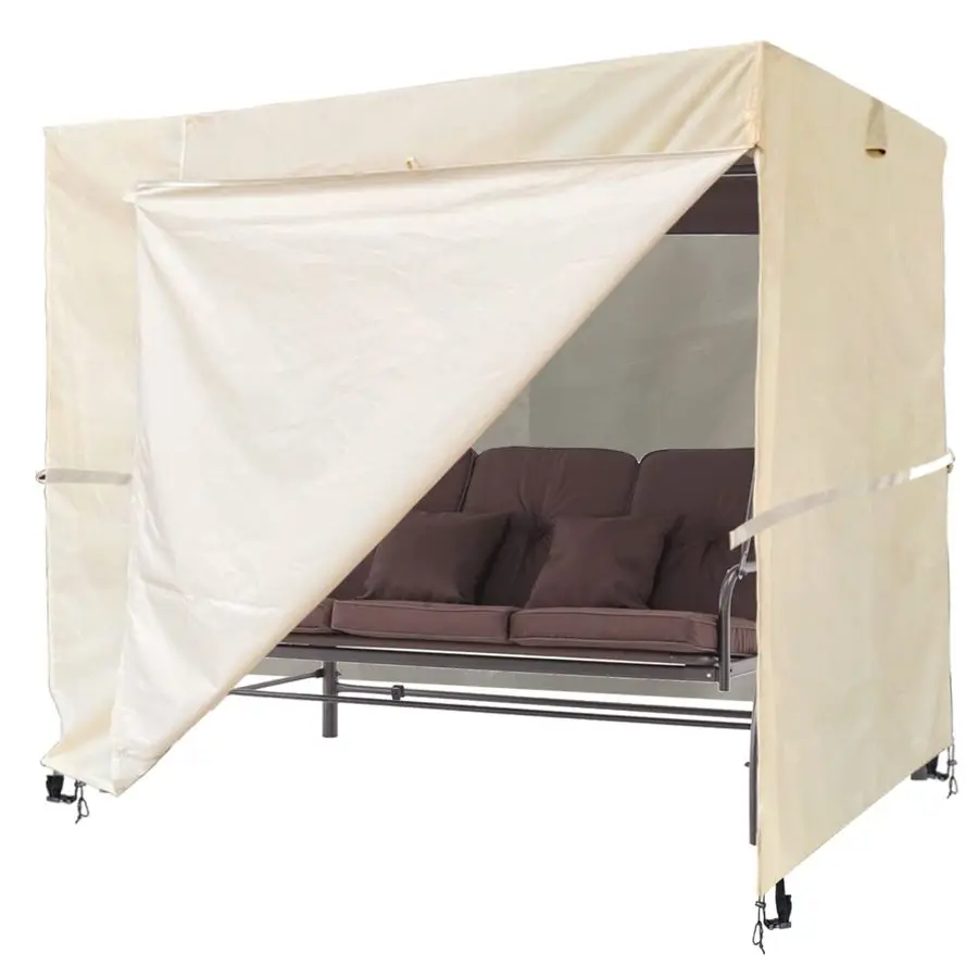 

3 Triple Seater Hammock Swing Cover Garden Glider Chair Canopy UV Resistant 100 59 72 inch Beige