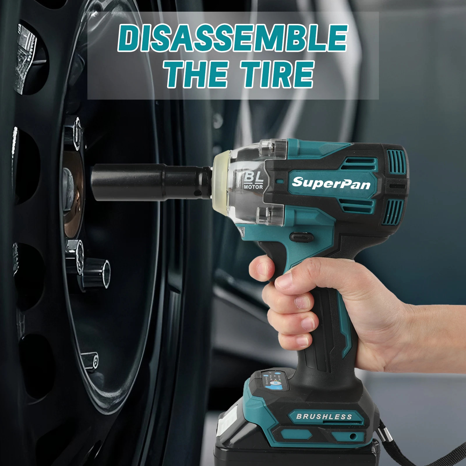 

Мощный бесщеточный пневматический инструмент Superpan TW004G для профессионального авторемонта, совместимый с аккумуляторами Makita 18V