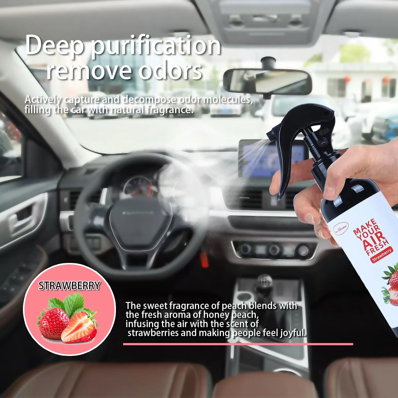 150ML vehicle mounted air freshener hand spray perfume long-lasting air freshener household air purification deodorant spray