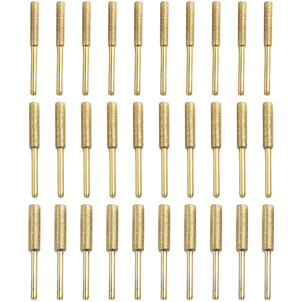 /30Pcs /Gold /Emery Chainsaw Sharpeners 4mm 4.8mm 5.5mm Grinding Heads For Rotary Tool Metal Wood Jade Polishing Drill Bit Set