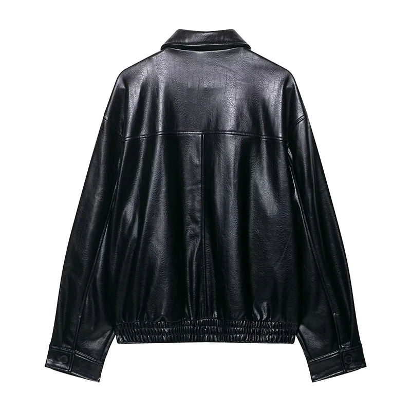 سترة منفوخة غير رسمية 2025 سترة نسائية خريفية سوداء مع تصميم بحاشية مرنة لملابس الشارع والحياة الليلية Trafizaran #2