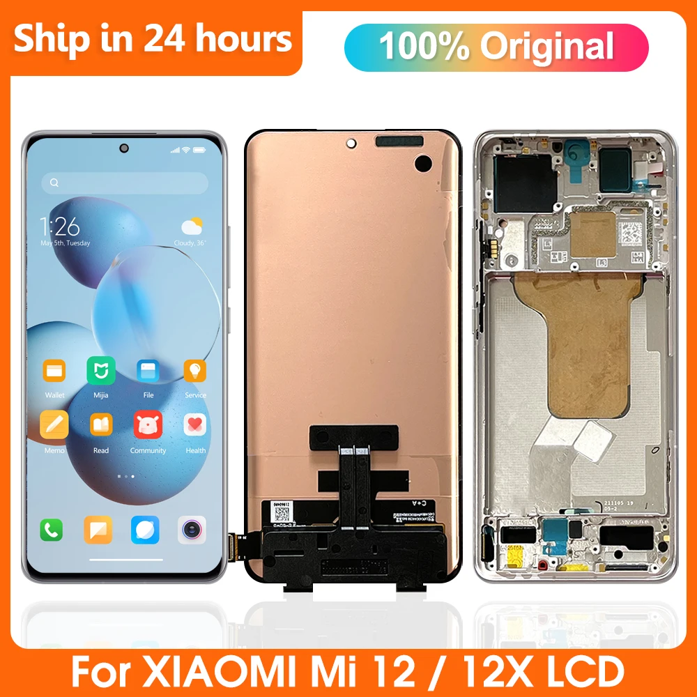 

Super Amoled For Xiaomi Mi 12 LCD 2201123G 2201123C Display Touch Screen Panel Digitizer Replacement For Xiaomi 12X LCD Display