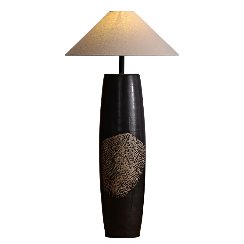 

Ceramic vertical floor lamp New Chinese living room hotel decoration ornament Bedroom homestay ornament lamp