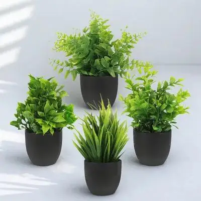 

4Pcs Faux Artificial Potted Plants Lifelike Bonsai Fake Plant Decoration Home Office Desktop Living Room Ornaments