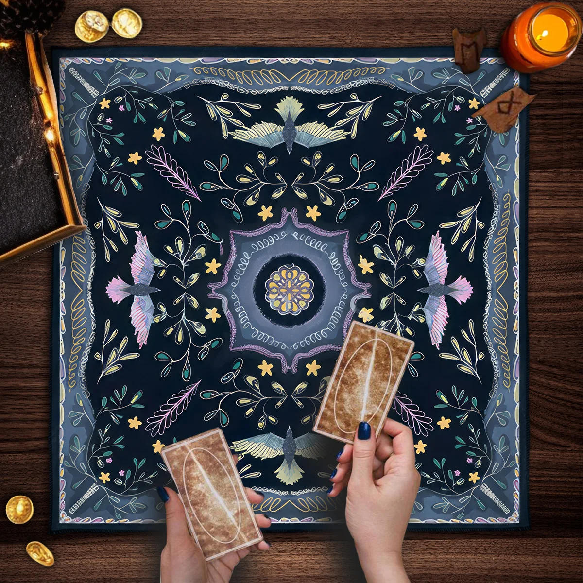 Tarots Tablecloth Floral Altar Decorations Cloth Spread Tarot Reading Cloth Ritual Cloth Board Game Card Pad Decor