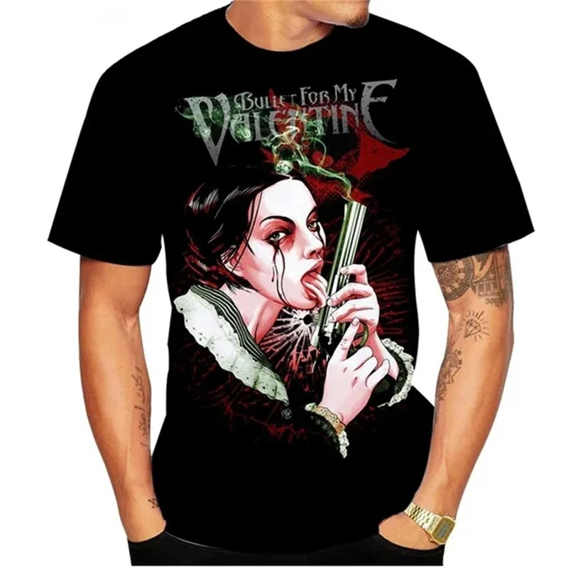 Bullet For My Valentine T-Shirts Metal Rock Band 3D Print Men Women Casual Fashion Oversized Short Sleeve T Shirt Kids Tees Tops