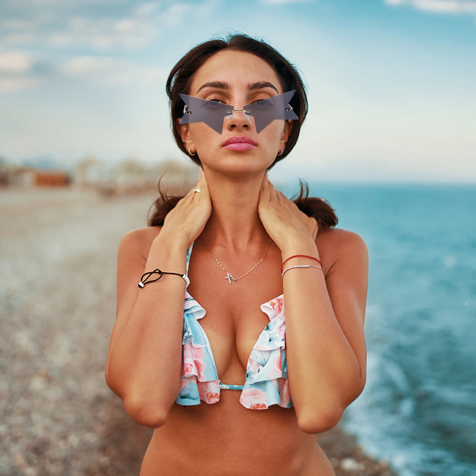 

Creative Rimless Sunglasses Funny Eyeglasses Frameless Party Glasses Fashion Holiday Sunglasses for Women Men Frameless Glasses
