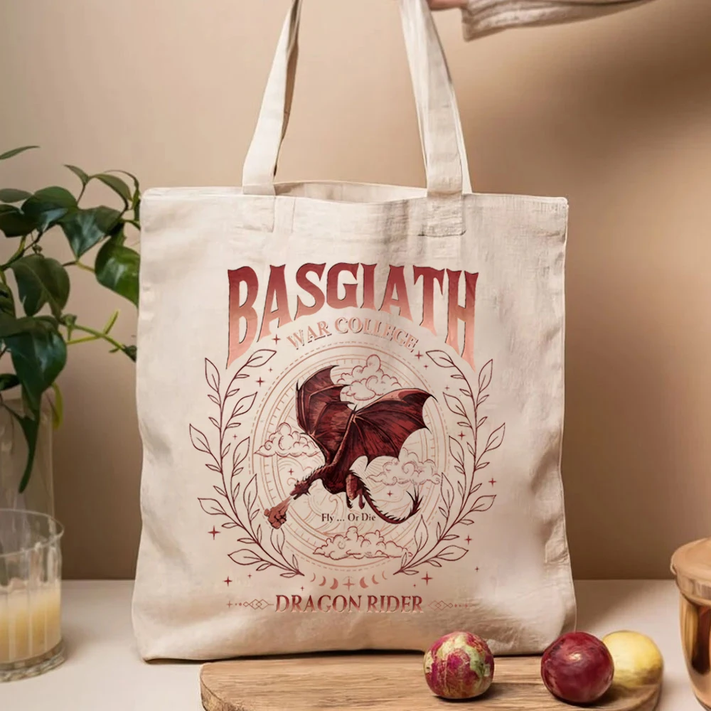 Bookish Fantasy Book quarta ala Tote Bags Riders Basgiath War College Ladies Shopping HandBags Vintage Dragon Rider Book Lovers