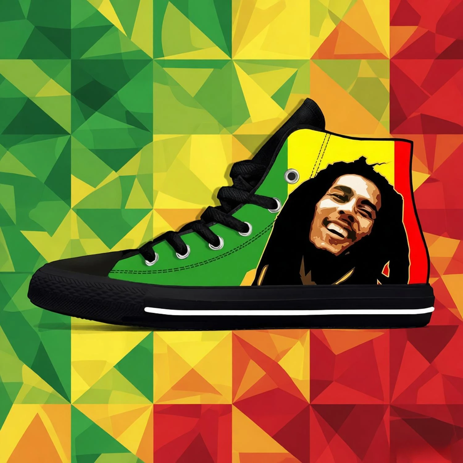 

Bob Marley Unique Music Print Casual Shoes Men Fashion Hip Hop Flats Wear Resistant Non Slip Daily Travel Walking Sneakers