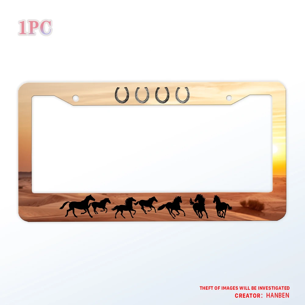 

Horseshoe shaped license plate holder, horse racing pattern license plate holder, aluminum license plate suitable for US vehicle