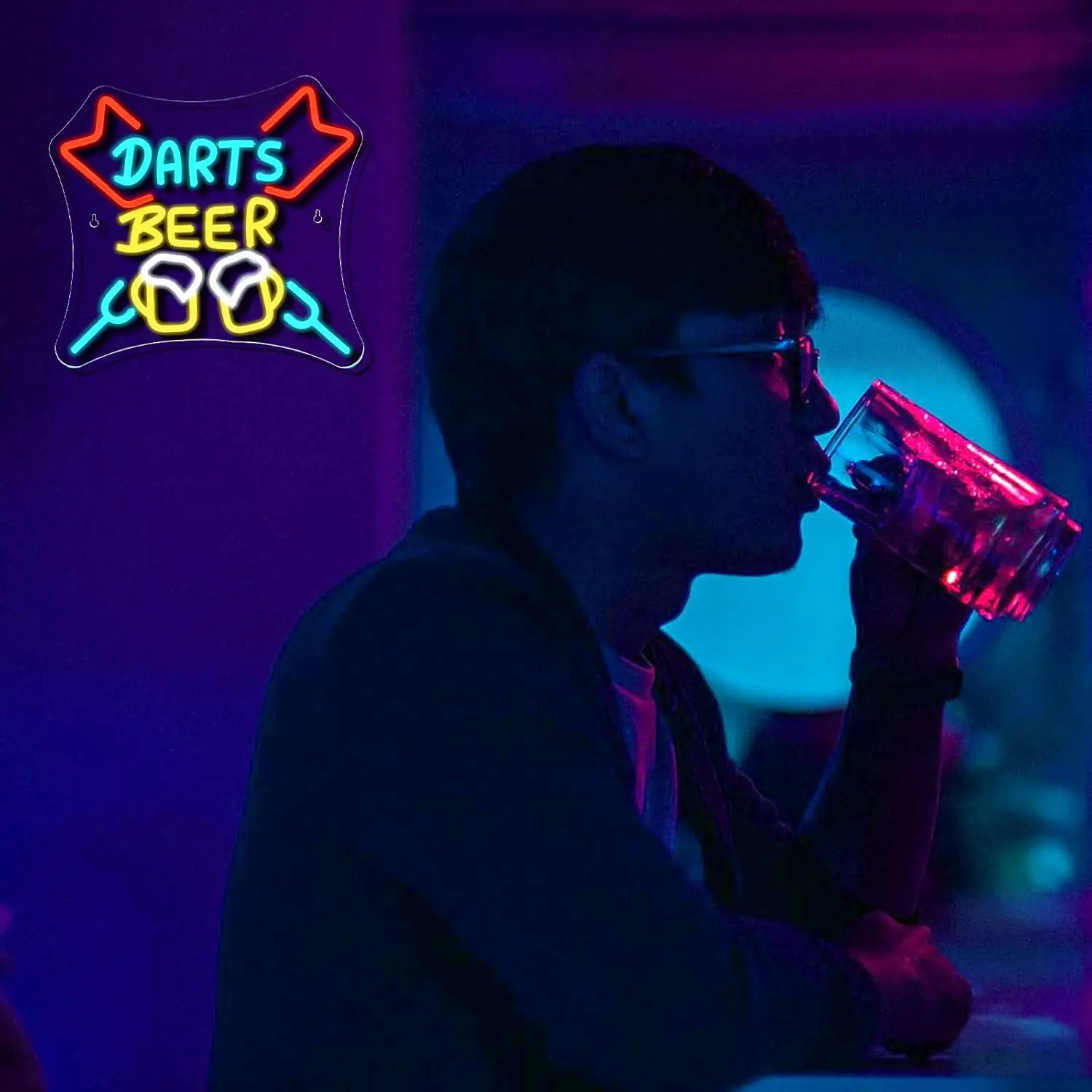 다트 맥주 네온사인 USB 디밍 가능 조명 벽 장식 (맥주 바, 클럽, 게임룸, 남자방, 거실용)