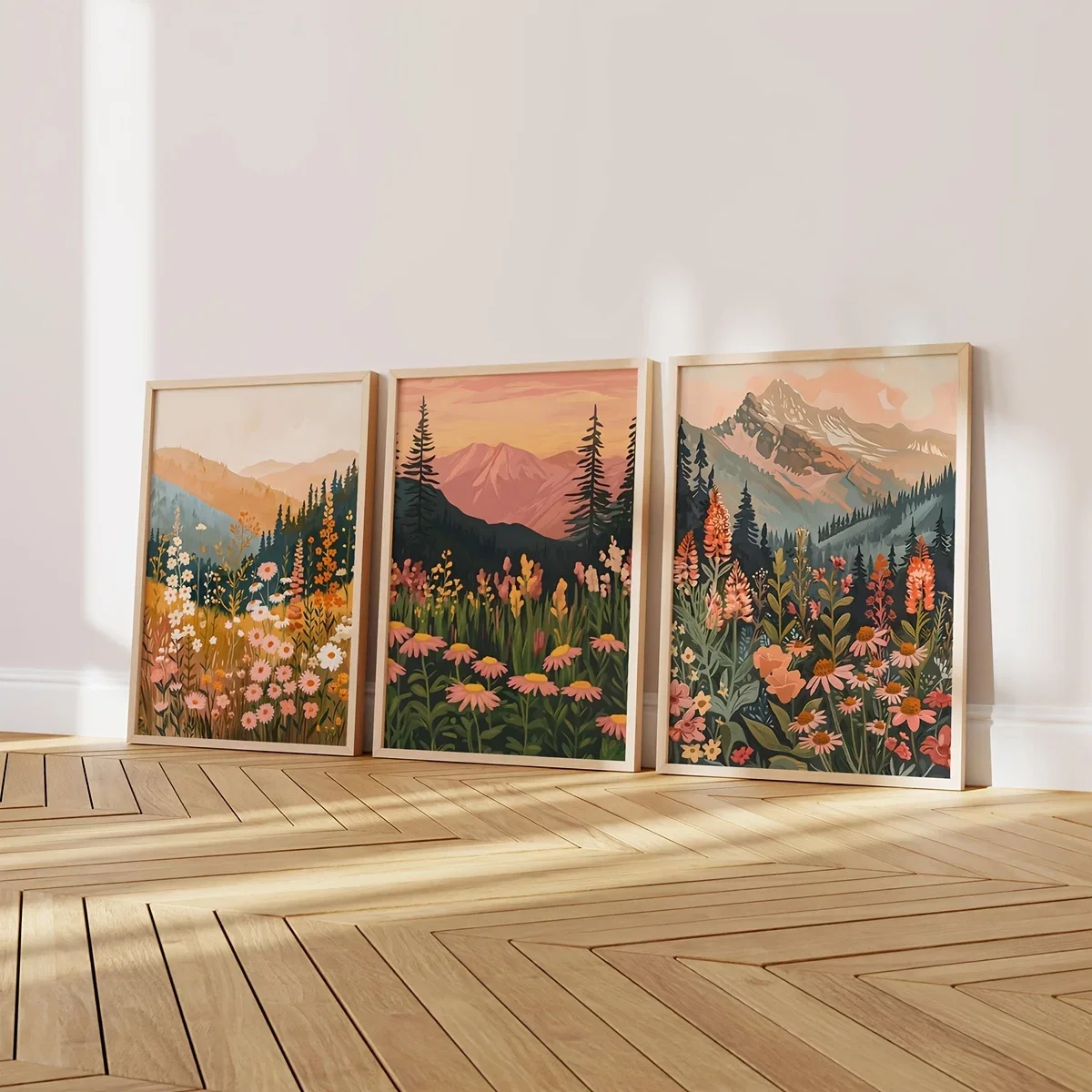 البوهيمي ديزي جبل الغروب قماش المشارك رائع البرية المشهد طباعة الفن الطلاء لغرفة النوم الحديثة الربيع ديكور المنزل