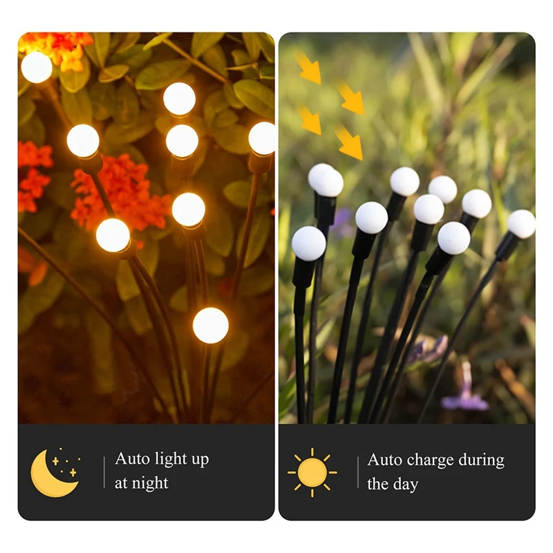 Solar Garden Lights, New Upgraded Solar Swaying Lights, Sway By Wind, Firefly Lights Solar