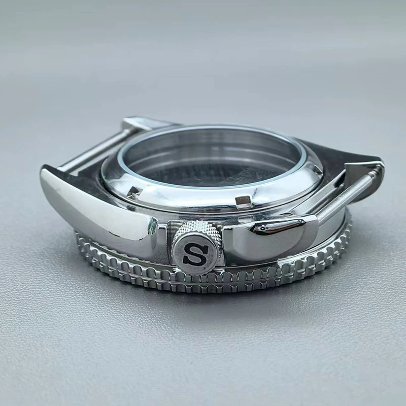 Mod Silver SKX007 Watch Case with Flat Sapphire Crystal Glass for NH35 NH36 4R 6R 7S Movement Men's 28.5mm Dial Repair Parts