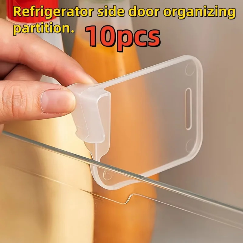 Adjustable Fridge Divider Clips Refrigerator Side Shelf Separator Space Saving Kitchen Organizer for Sauce Bottles Food Packets