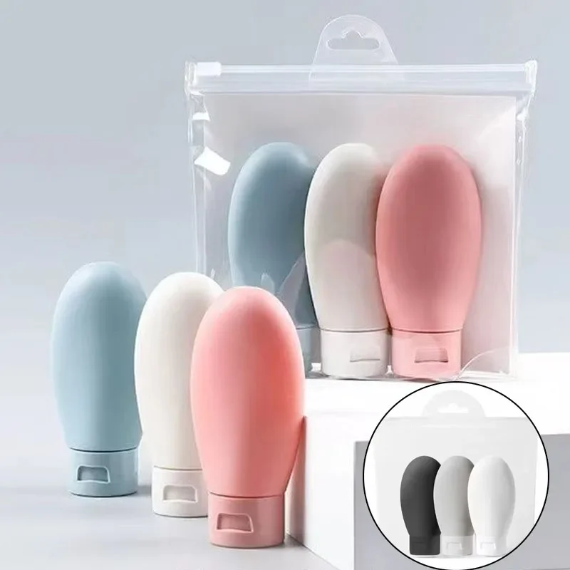 3Pcs Soft Silicone Refillable Bottles Set Lotion Shampoo Squeeze Tube Container Empty Bottle Travel Botttle Beauty Makeup Tools