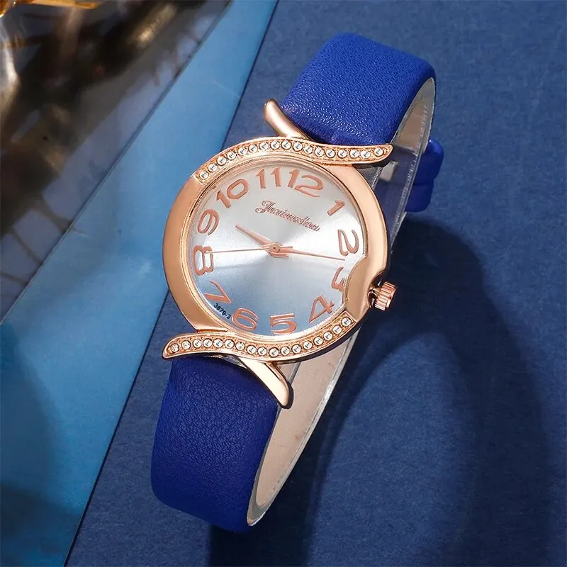 New Watches Women Blue Leather Band Ladies Watch Simple Casual Womens Analog WristWatch Bracelet Gift Montre Femme