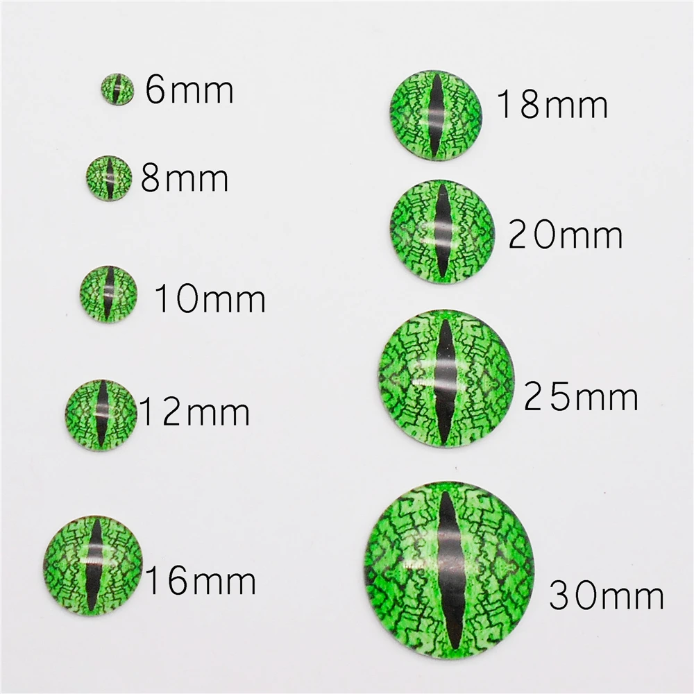 5-25 Pairs Luminous Glass Animal Eyes Vertical Pupil Dragon Eyes 6mm to 30mm Handmade Scrapbook Cabochons DIY Making Accessories