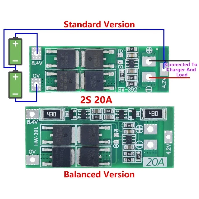 1PCS 2S 20A 7.4V 8.4V 18650 Lithium Battery Protection Board/BMS Board Standard/Balance For DIY