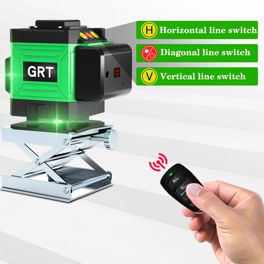 Laser Level 12 Line 3D Self-Leveling 360 Horizontal and Vertical Cross Construction Level Green Line Laser Level Nivel Láser