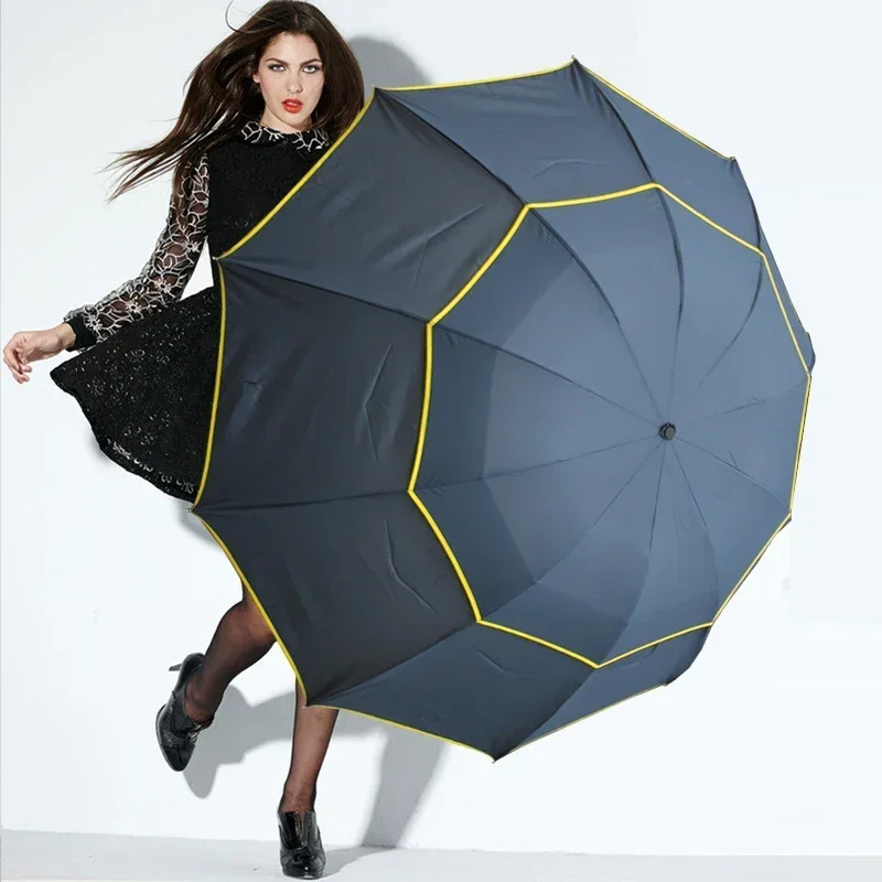 Parapluie coupe-vent pour femme et homme, 3 grands pare-soleil, extérieur, pluie, haut, grande qualité, pliable, 130cm