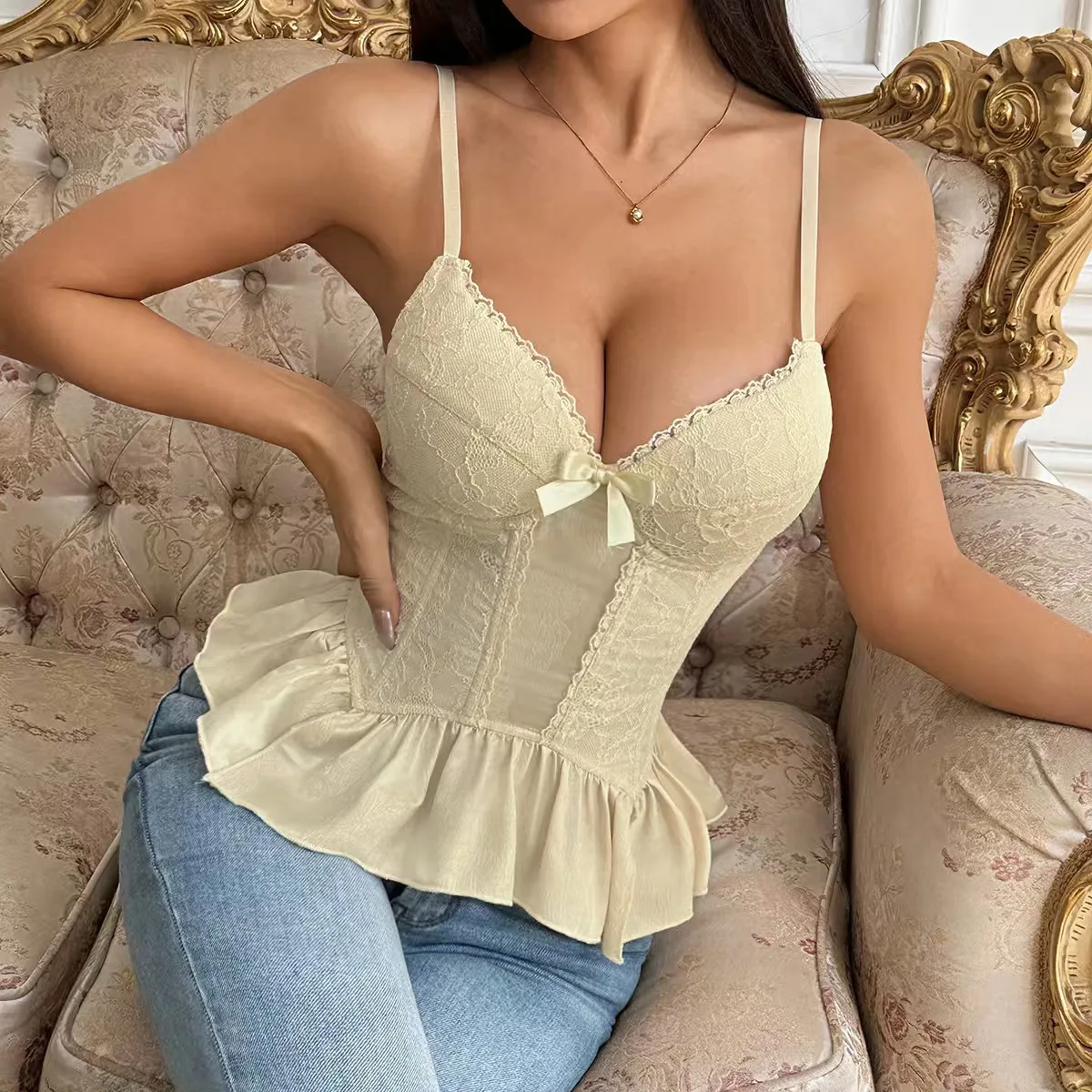 

French pure desire sweet and spicy slim women's sexy lace fishbone bra, retro and elegant fishbone bra