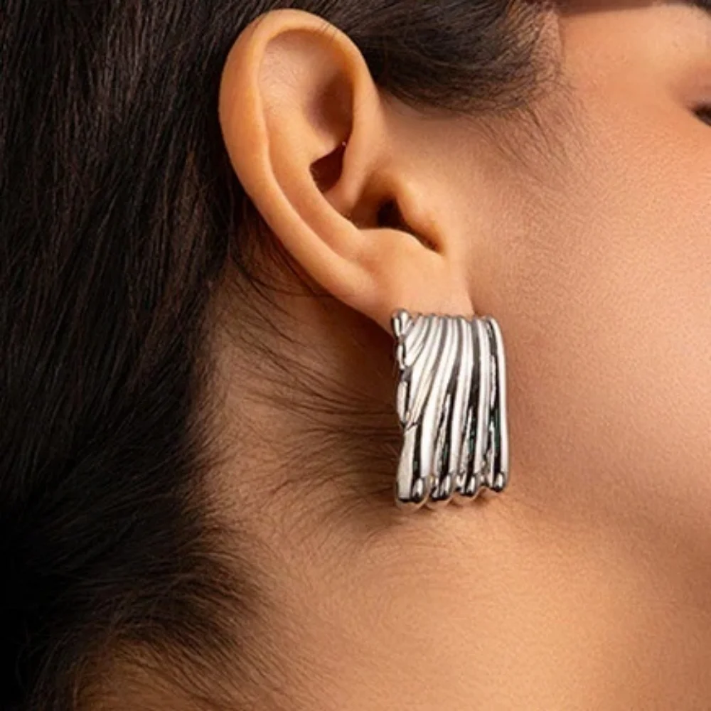 Minimalistische Vintage-Ohrringe aus Edelstahl mit unregelmäßiger rechteckiger Form, wasserdicht, für Damen, Weihnachts- und Hochzeitsschmuckgeschenk – Detail 3