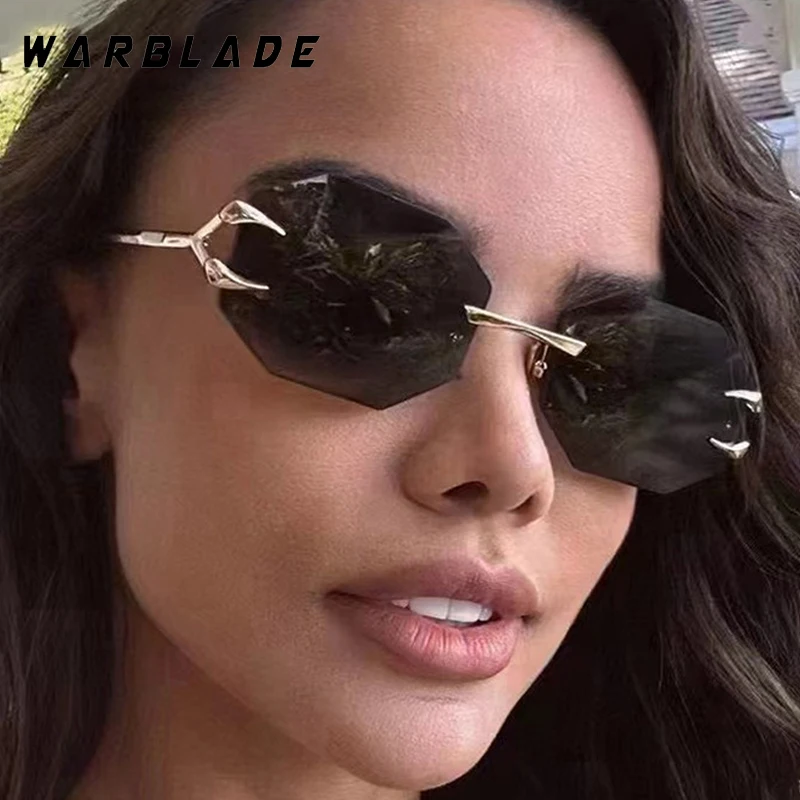 

Luxury Y2K Rimless Polygon Cut Edge Women's Sunglasses Fashion Design Metal Frame Personality Travel Drive Eyewear UV400 Lentes