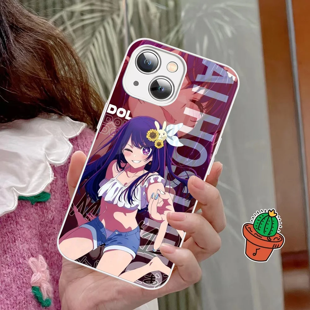 Anime Oshi No Ko Hoshino Phone Case Tempered Glass For Iphone 14 13 12 11 Pro Mini XS MAX 14Plus X XS XR Fundas