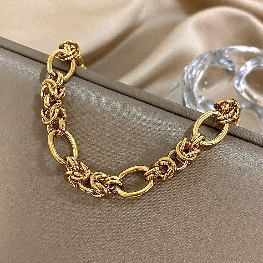 Greatera Bangle Gold Color Twist Knot Personalized Chain Diy Handmade Bracelet Accessories Stainless Steel Jewelry For Women