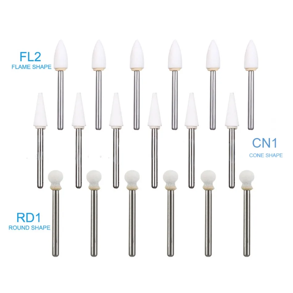 Cabeça de moagem de alta velocidade para polimento, areia dental e pedra, ferramentas do dentista, 1.6mm, FL2, CN1, RD1, 12pcs por caixa