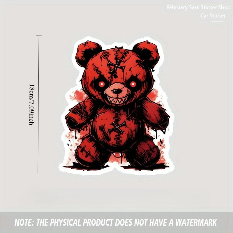 1Pc Scary Teddy Bear Vinyl Sticker Matte Decal Removable for Car Laptop Fridge Anime Theme Decor
