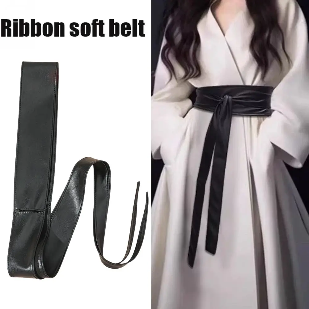 

Мягкий кожаный ремень с узлом, женский элегантный широкий пояс, регулируемый широкий поясной ремень, модный простой декоративный пояс