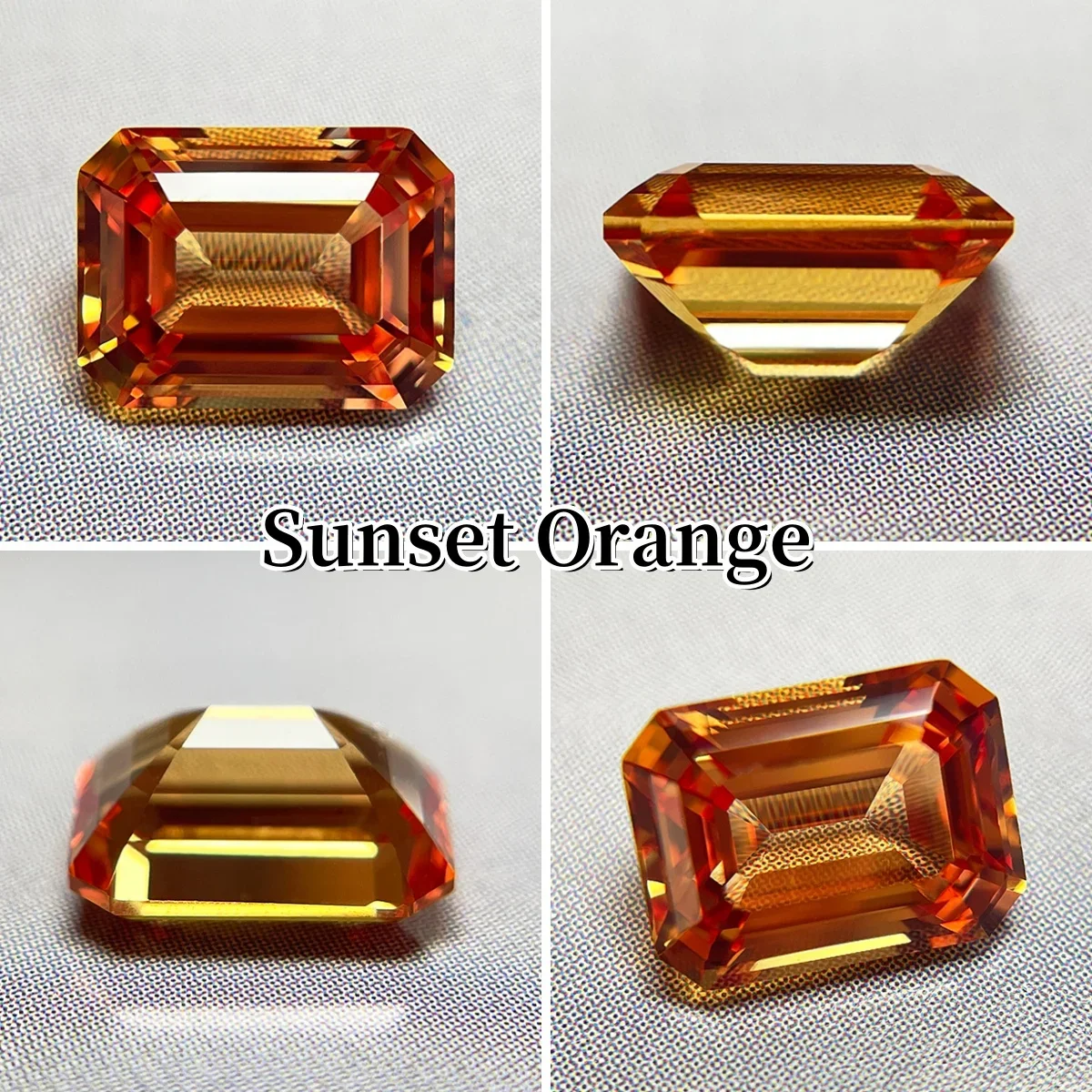 Laborgezüchteter Saphir, Smaragdschliff, Sonnenuntergangsorange, loser Edelstein für Schmuckherstellung, DIY-Ringe, Ohrringe, Charms, Zertifikat – Detail 10