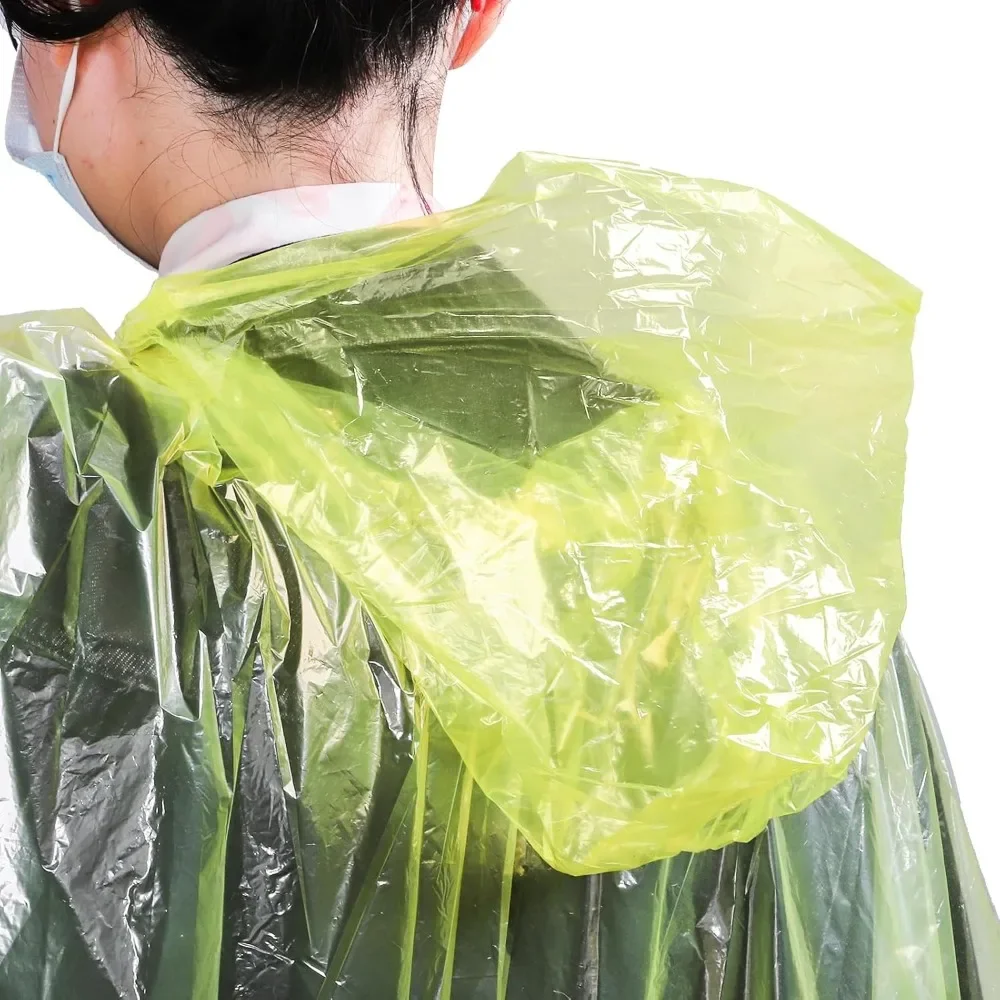 20 Pack Disposable Rain Ponchos for Adults, Clear Plastic Emergency Raincoats with Hood, Individually Wrapped Bulk Rain Ponchos