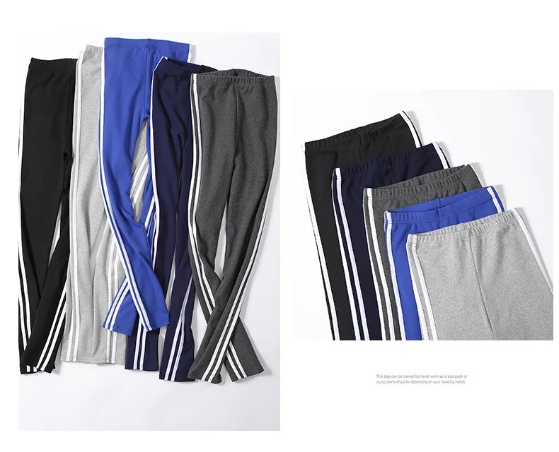 2026 95% Cotton Super Soft Side Striped Women Leggings Sports Outer Wear Pants Korean Fashionable Match High Quality Comfortable