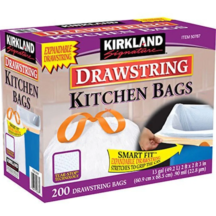 

Signature 13 Gallon 200 Ct Carton 100% recyclable Heavy Duty Drawstring Kitchen Trash Bags Garbage Bag