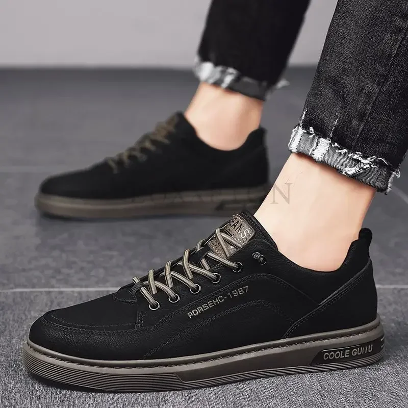 Men Leather Casual Shoes 2024 Spring New Fashionable Genuine Leather Casual Sports Shoes Waterproof and Comfortable for Men