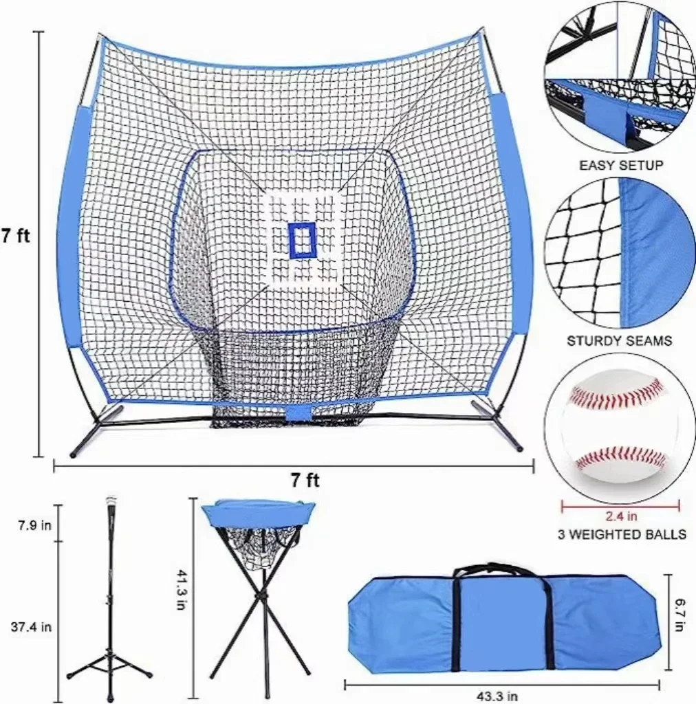 Practice Net Deluxe Tee Ball Caddy 3 Training Ball/Strike Zone Bundle Carrying Bag | Baseball Softball Pitching Batting